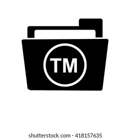 tm - white vector icon ; black folder