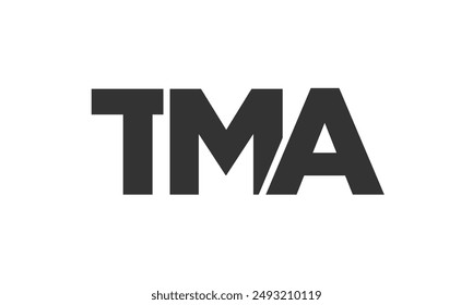 TMA logo design template with strong and modern bold text. Initial based vector logotype featuring simple and minimal typography. Trendy company identity ideal for businesses brand presence.