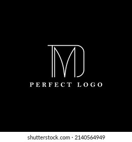 TMD monogram vector logo isolated on black background. Logo for product, brand, company, and organization.