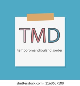 TMD Temporomandibular disorder written in a notebook paper- vector illustration