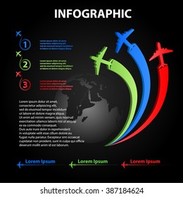  Tmeline of Airplanes and airlines colored Vector Illustration