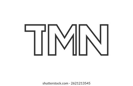 Modelo de design de logotipo TMN com texto em negrito forte e moderno. Logotipo vetorial inicial com tipografia simples e mínima. Identidade de empresa moderna ideal para a presença de marca de empresas.