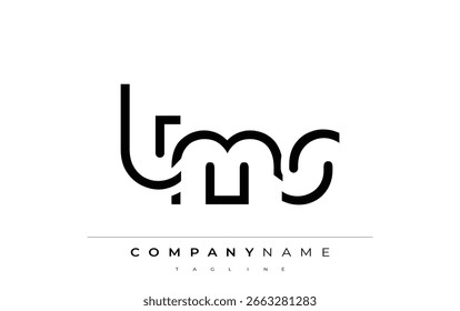 Diseño de logotipo de carta abstracta TMS. Diseño moderno del logotipo del negocio con tipografía Abstractas y estilo contemporáneo