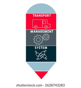 TMS -Transport management system acronym. business concept background. vector illustration concept with keywords and icons. lettering illustration with icons for web banner, flyer, landing