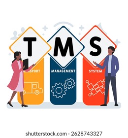 TMS -Transport management system acronym. business concept background. vector illustration concept with keywords and icons. lettering illustration with icons for web banner, flyer, landing