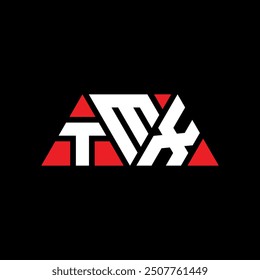 Diseño del logotipo de la letra del triángulo de TMX con la forma del triángulo. Monograma del diseño del logotipo del triángulo de TMX. Plantilla del logotipo del Vector del triángulo de TMX con color rojo. Logotipo triangular de TMX Diseño simple, elegante y lujoso.