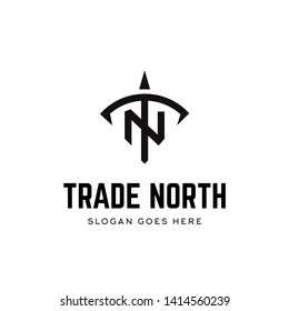 TN bow logo design - initial letter arch arrow illustration