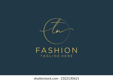 TN Feminine logo beauty monogram and elegant logo design, handwriting logo of initial signature, wedding, fashion, floral and botanical with creative template.