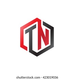 TN initial letters looping linked hexagon logo red black