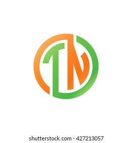 TN initial letters looping linked circle logo orange green