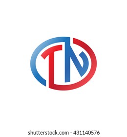 TN initial letters looping linked ellipse logo red blue