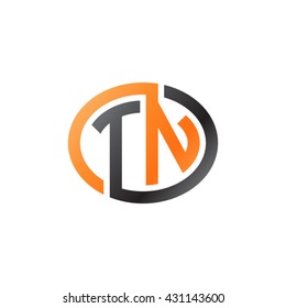 TN initial letters looping linked ellipse logo orange black