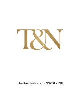 T&N Initial logo. Ampersand monogram golden logo