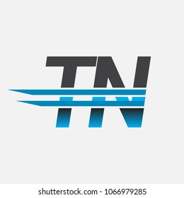 TN initial logo company name colored black and blue, Simple and Modern Logo Design.