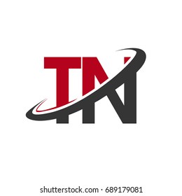 TN initial logo company name colored red and black swoosh design, isolated on white background. vector logo for business and company identity.