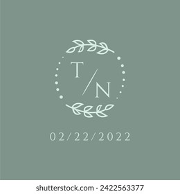TN initial modern monogram wedding with creative circle line