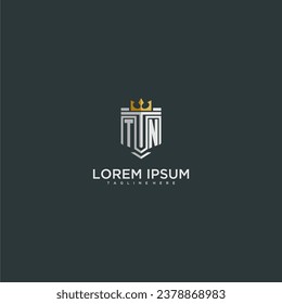 TN initial monogram for crown and shield logo design