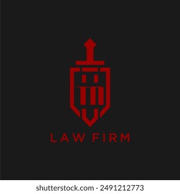 TN initial monogram for law firm with sword and shield logo image