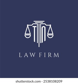 TN initial monogram for lawfirm logo with scales vector image