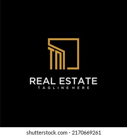 TN initial monogram logo for real estate design with creative square image