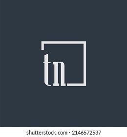 TN initial monogram logo with rectangle style dsign