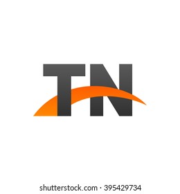 TN initial overlapping swoosh letter logo black orange