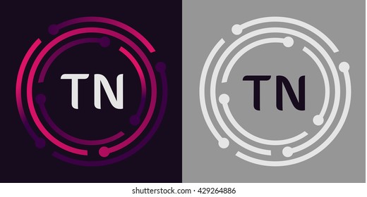 TN letters business logo icon design template elements in abstract background logo, design identity in circle, alphabet letter