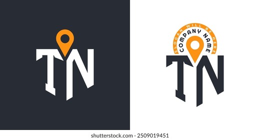 TN Location Logo Bundle. Letter TN Logo Dual Vector Icons for Recruitment and Navigation