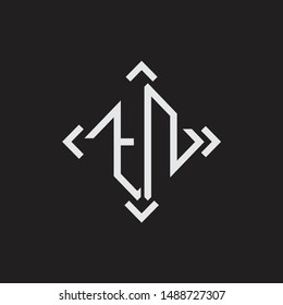 TN Logo Abstrac letter Monogram with Arrow in every side isolated on black background