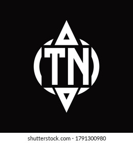 TN Logo with circle rounded combine triangle top and bottom side design template