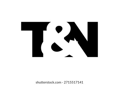 TN Logo Design in fett. Schwarz-weißes Identitätssymbol. Modernes Typografie-Emblem. Symbol für Unternehmensbranding. Minimale Geschäftsvorlage.