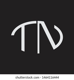 TN Logo letter oval monogram design template with black and white colors