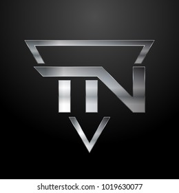 TN Logo, Metal Logo, Silver Logo, Monogram, Polygon