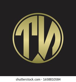 TN Logo monogram circle with piece ribbon style on gold colors