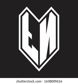 TN Logo monogram with emblem line style isolated on black background