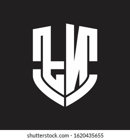 TN Logo monogram with emblem shield shape design isolated on black background