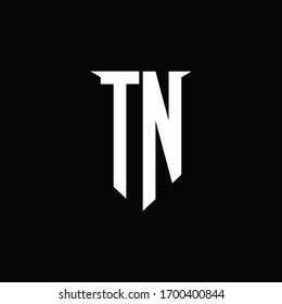 TN logo monogram with emblem shield style design template