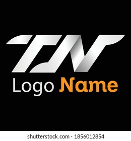 TN logo. Typography illustration of the letters "TN" isolated on black background. vector