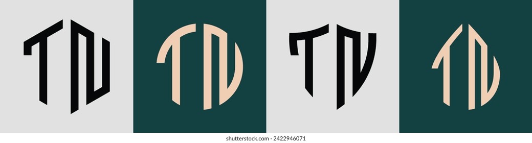 Paquete vectorial de diseño de logotipo de letras iniciales de TN. Será adecuado para qué empresa o nombre de marca inician esas iniciales.