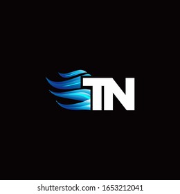 TN monogram logo with blue fire style design template