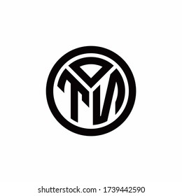 Logo de monograma TN con plantilla de diseño de contorno de círculo aislado en fondo blanco