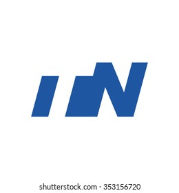 TN negative space letter logo blue