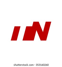 TN negative space letter logo red