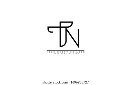 Plantilla de monograma abstracto del logotipo del vector TN NT