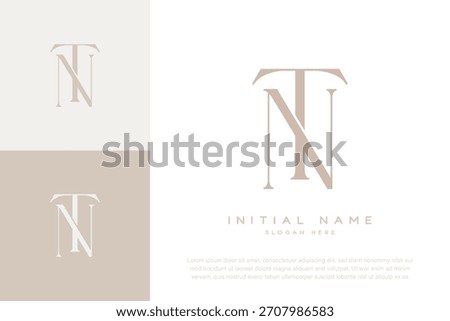 TN NT initial letter handwriting and luxury logo