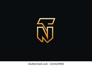 TN or NT Initial Logo with Golden Line Style. Abstract Initial Letter T and N Logo Design. Suitable for Business or Technology Logo