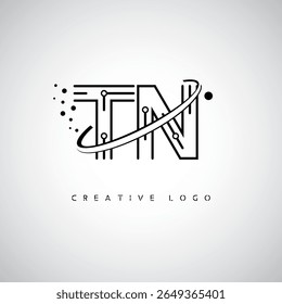 TN Orbit Monogram Logo – Futuristic Minimal Letter mark with Circular Line Art, Tech-Inspired Dots and Space Motion Concept for Modern Branding Identity