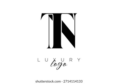 Logotipo de la tipografía del monograma de la letra de TN Serif para la identidad elegante de la marca de Premium