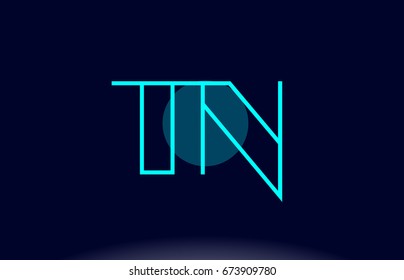 tn t n blue line circle letter logo alphabet creative company vector icon design template