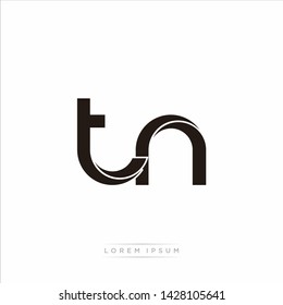 tn t n Initial Letter Split Lowercase Modern Monogram linked outline rounded logo